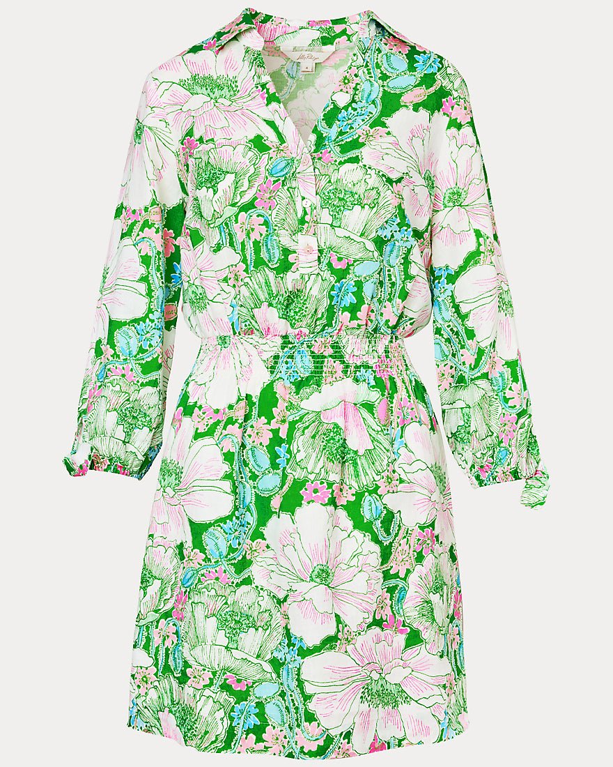Lilly Pulitzer - Abralynn Linen Shirtdress - Putting Green Poppyland