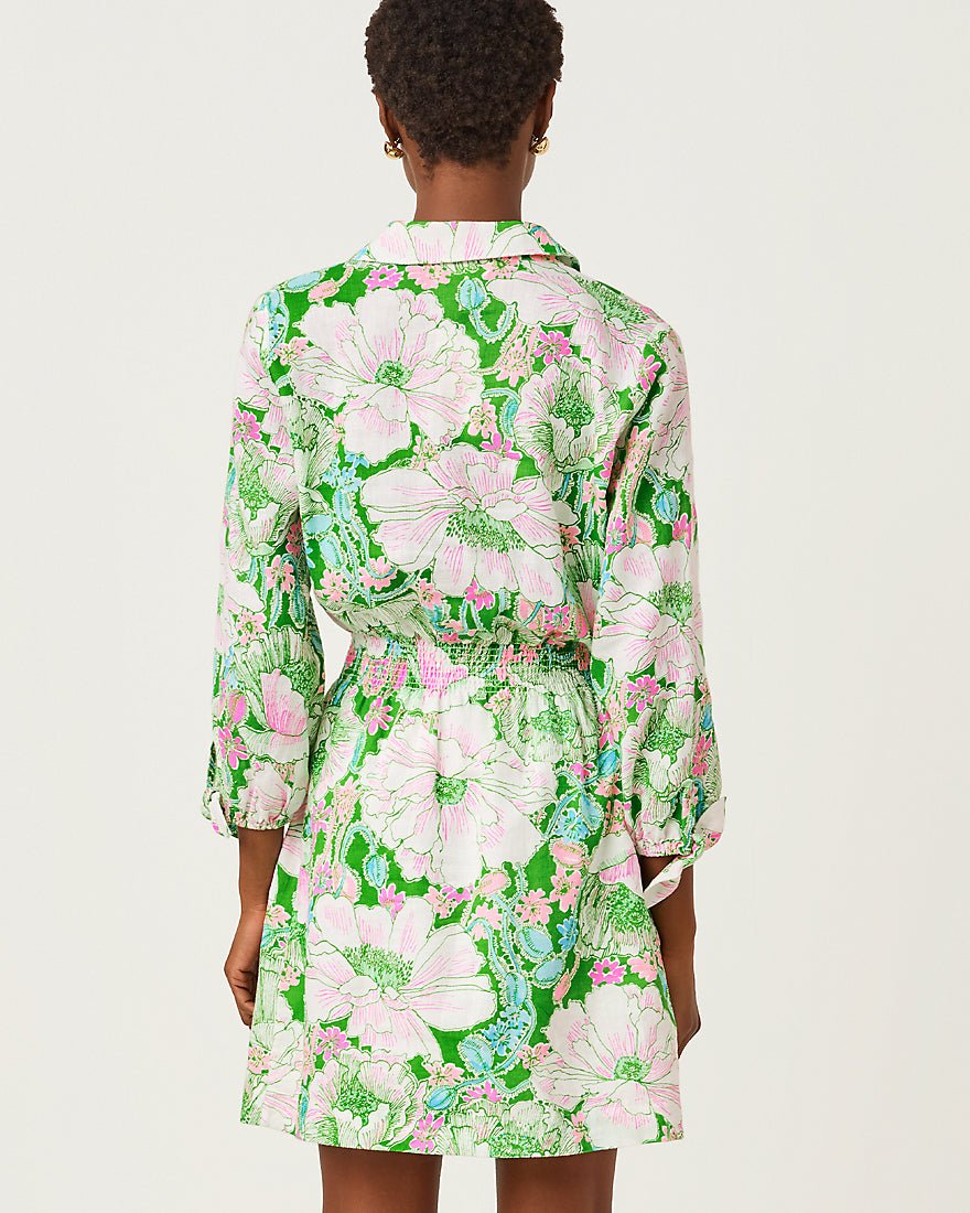 Lilly Pulitzer - Abralynn Linen Shirtdress - Putting Green Poppyland