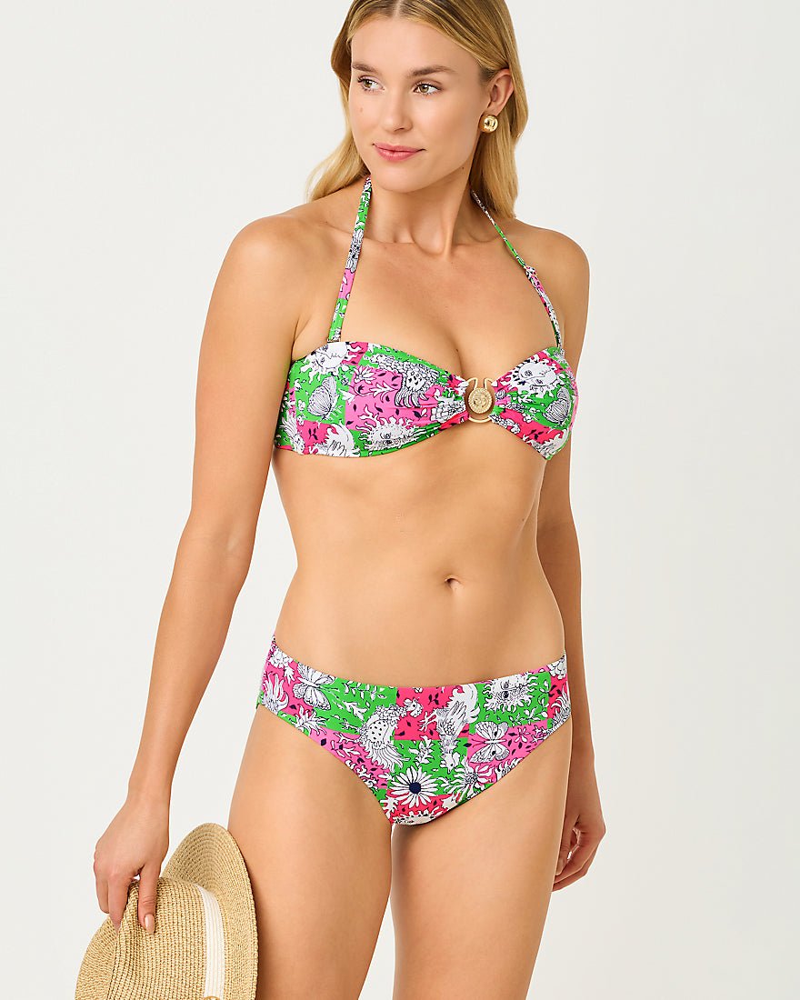 Lilly Pulitzer - Aleska Bandeau Bikini Top - Cherry Blossom Pink Lil Chicken Check