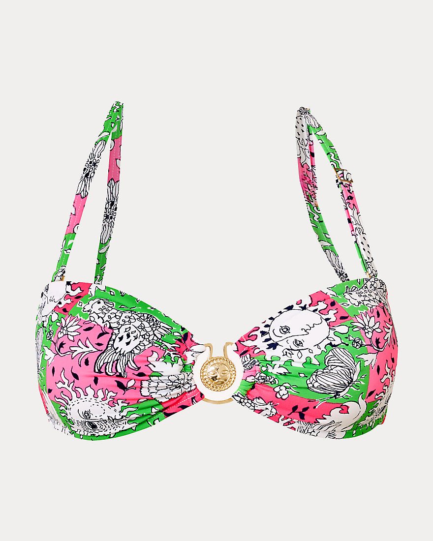 Lilly Pulitzer - Aleska Bandeau Bikini Top - Cherry Blossom Pink Lil Chicken Check