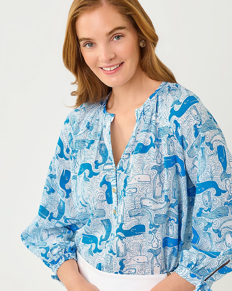 Lilly Pulitzer - Andria Top - Nassau Blue Thar She Blows