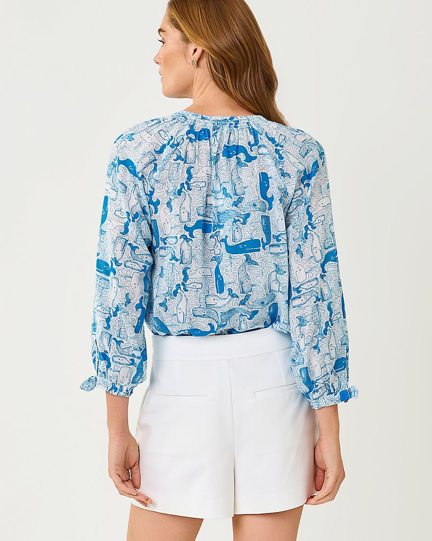Lilly Pulitzer - Andria Top - Nassau Blue Thar She Blows