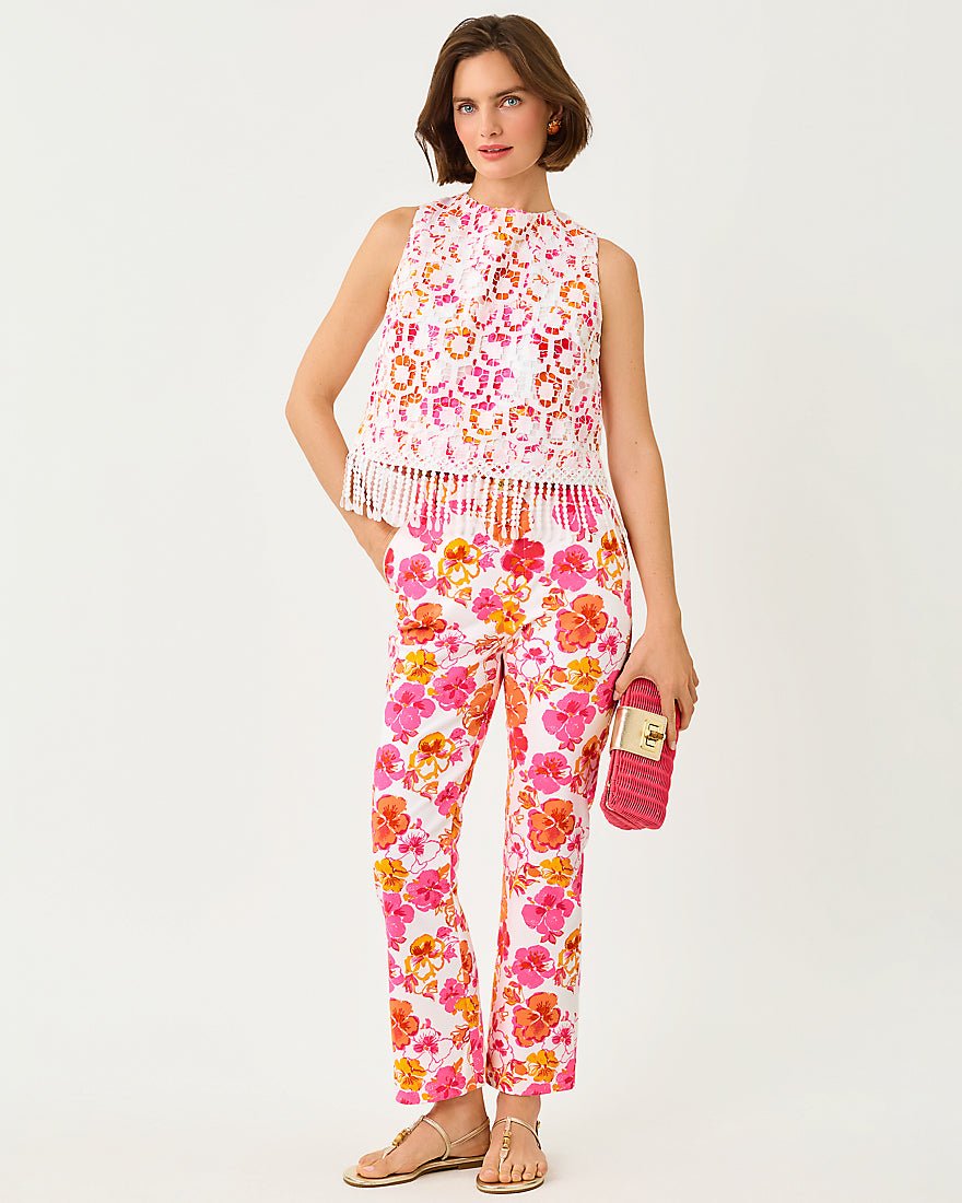 Lilly Pulitzer - Annaleese Sleeveless Cropped Top - Resort White Pansy Fansy