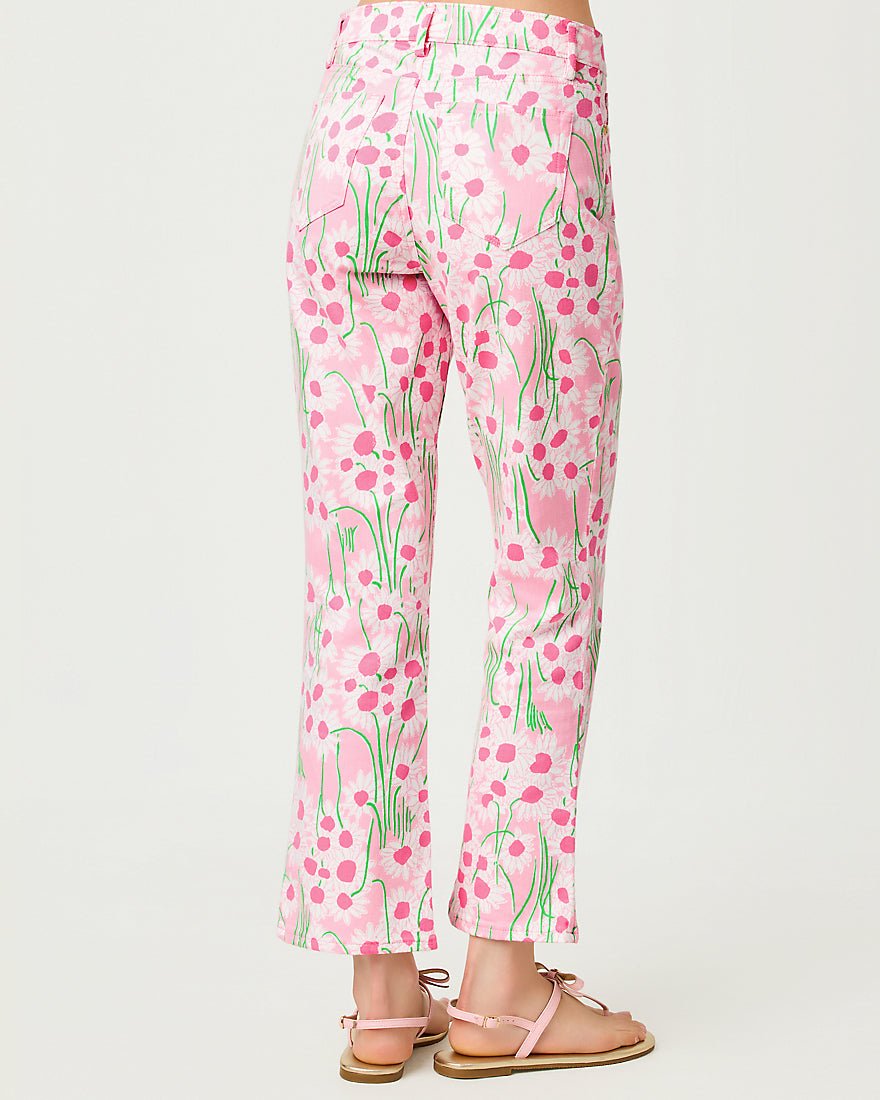 Lilly Pulitzer - Annet High Rise Crop Flare Jean - Conch Shell Pink Sunny Daisies