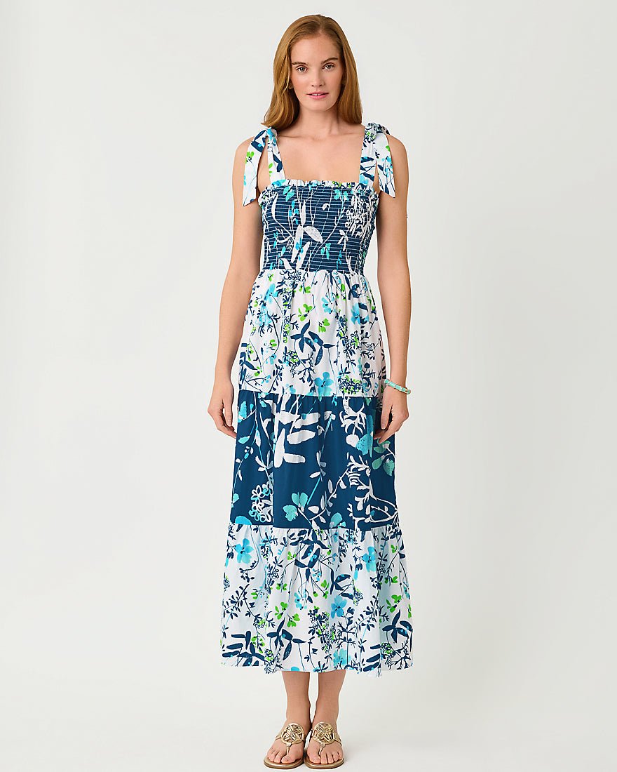 Lilly Pulitzer - Athyn Smocked Maxi Dress - Resort White Sea Blooms