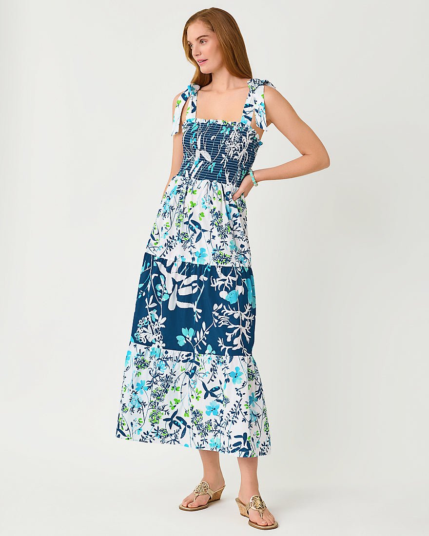 Lilly Pulitzer - Athyn Smocked Maxi Dress - Resort White Sea Blooms