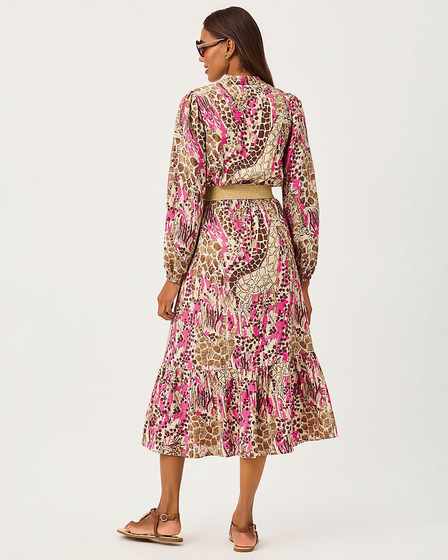 Lilly Pulitzer - Axton Midi Dress - Pink Aster Sketching On Safari