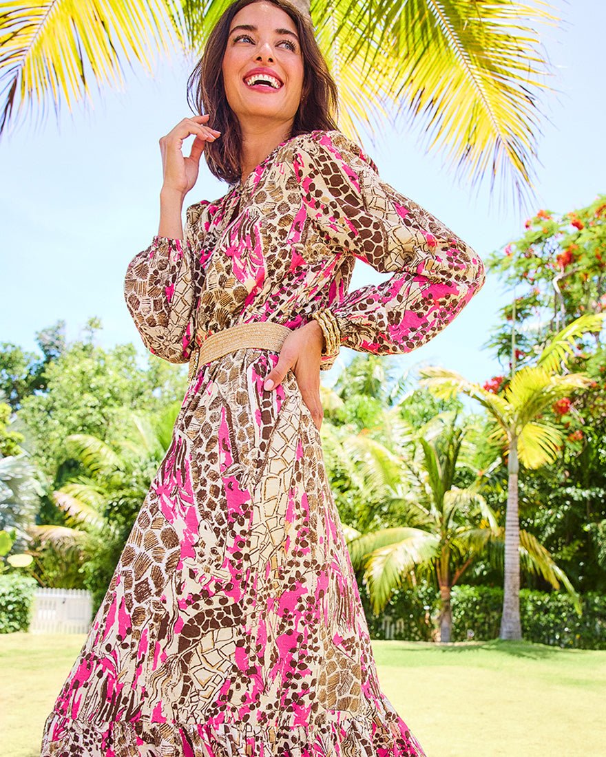 Lilly Pulitzer - Axton Midi Dress - Pink Aster Sketching On Safari