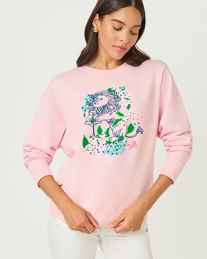 Lilly Pulitzer - Ballad Long Sleeve Sweatshirt - Multi Lydia Lion Embellishment