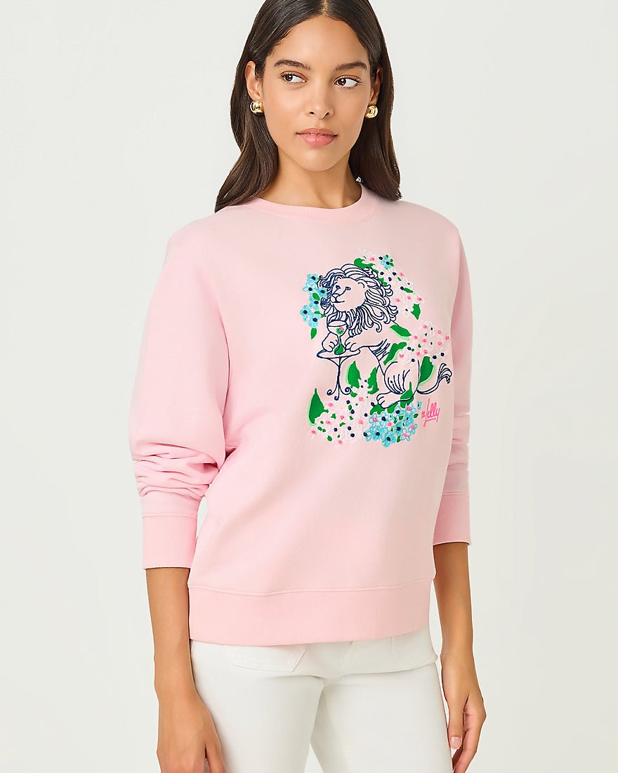 Lilly Pulitzer - Ballad Long Sleeve Sweatshirt - Multi Lydia Lion Embellishment