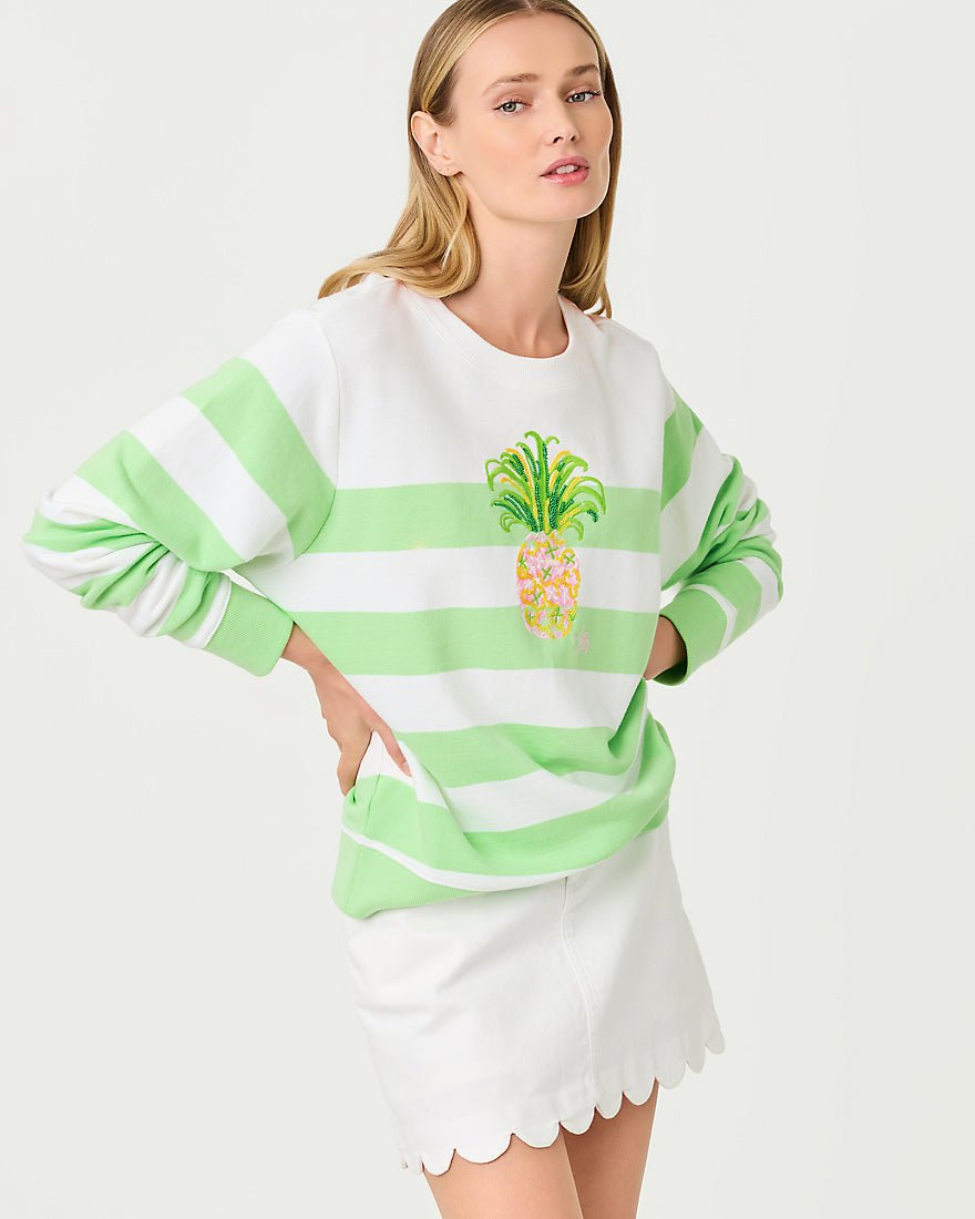 Lilly Pulitzer - Ballad Long Sleeve Sweatshirt - Multi Pineapple Embellishment