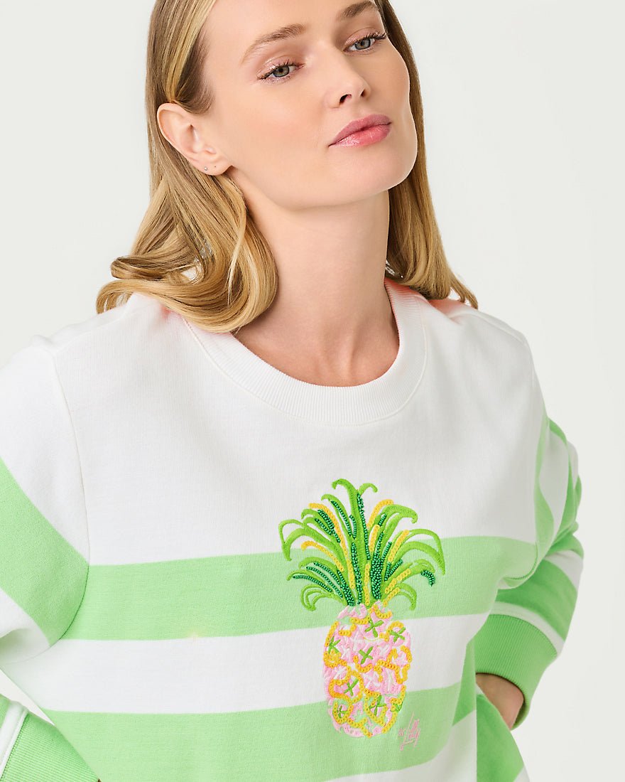 Lilly Pulitzer - Ballad Long Sleeve Sweatshirt - Multi Pineapple Embellishment