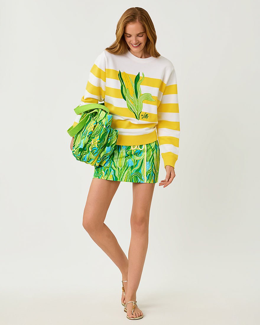 Lilly Pulitzer - Ballad Long Sleeve Sweatshirt - Multi Sweet Corn Embroidery
