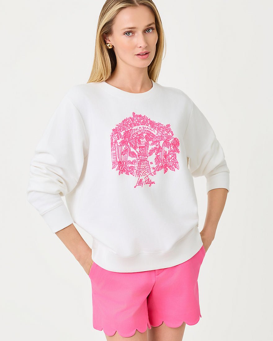 Lilly Pulitzer - Ballad Long Sleeve Sweatshirt - Resort White Palm Beach Destination