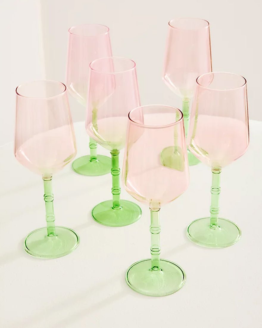 Lilly Pulitzer - Bamboo Wine Glass Set - Festival Bloom Lime Chiffon