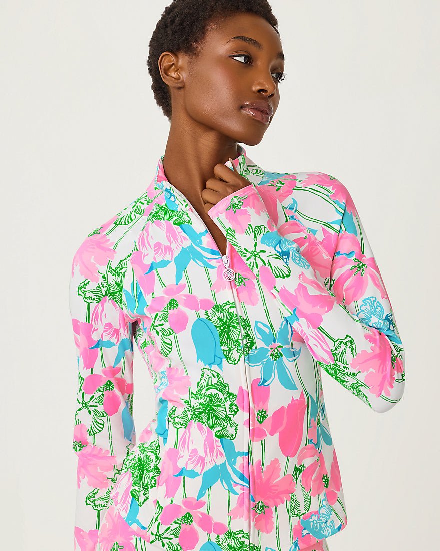 Lilly Pulitzer - Barbados Zip Up Jacket Upf 50 Plus - Resort White Viney Liney