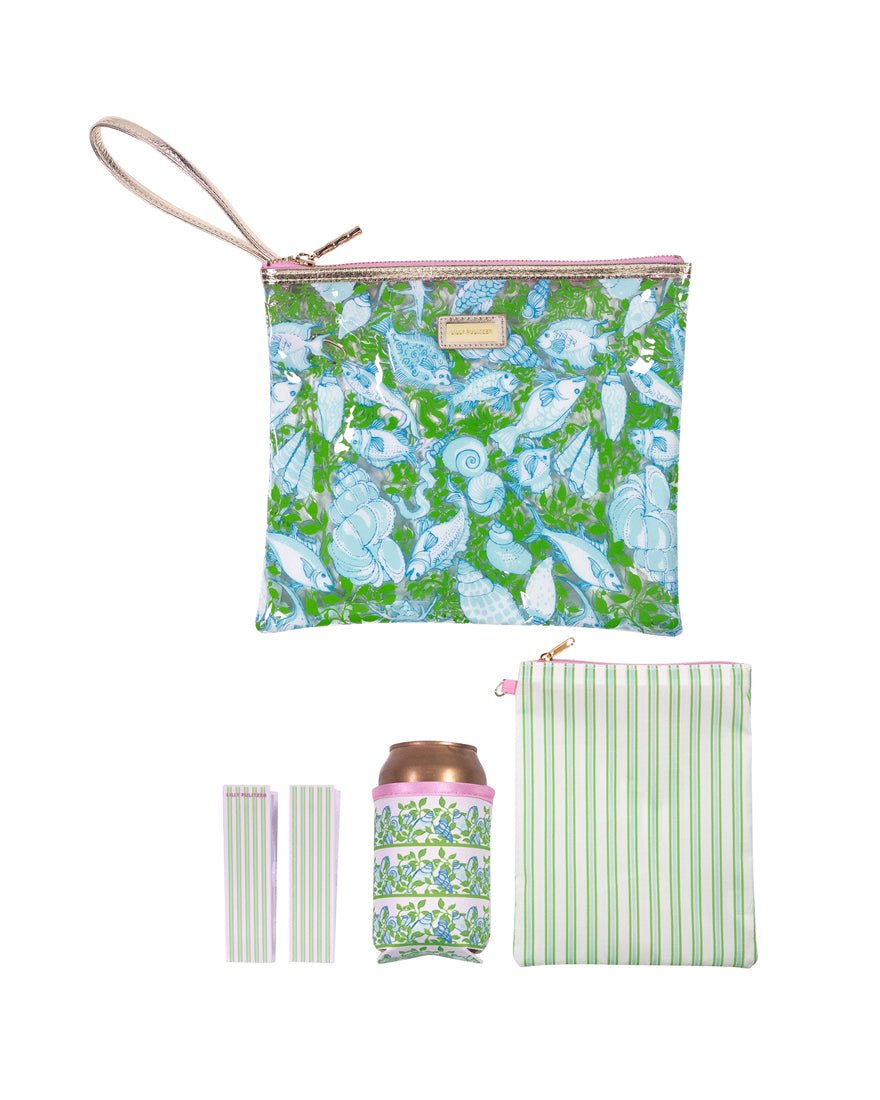 Lilly Pulitzer - Beach Day Pouch - Day Dream Blue Throw Me a Line