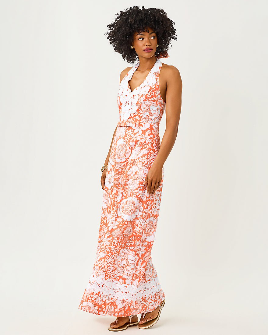 Lilly Pulitzer - Belinda Maxi Dress - Sunset Orange Budding Romance