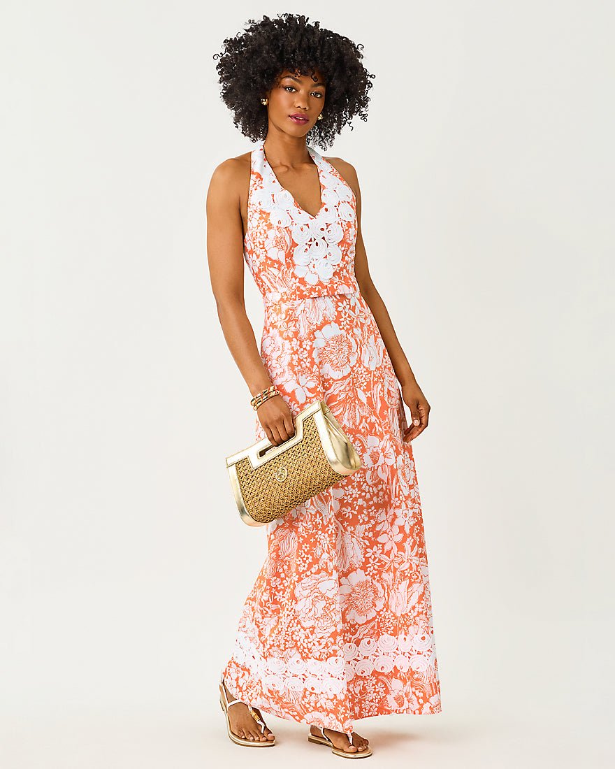 Lilly Pulitzer - Belinda Maxi Dress - Sunset Orange Budding Romance