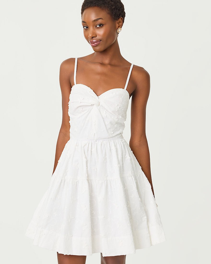Lilly Pulitzer - Bennet Dress - Resort White Monarch Embroidered Cotton Swiss Dot