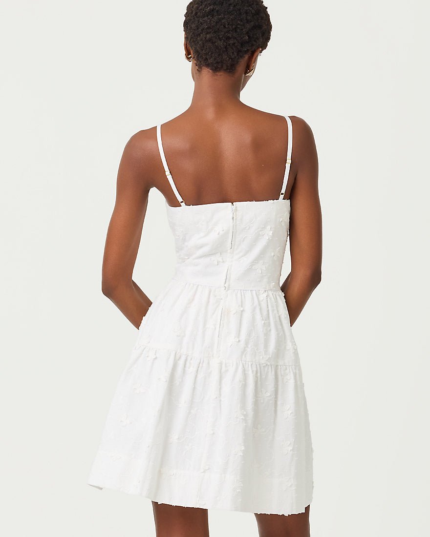 Lilly Pulitzer - Bennet Dress - Resort White Monarch Embroidered Cotton Swiss Dot