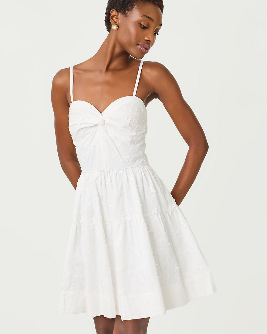 Lilly Pulitzer - Bennet Dress - Resort White Monarch Embroidered Cotton Swiss Dot
