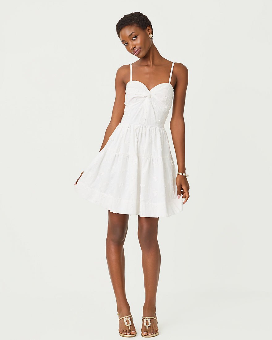 Lilly Pulitzer - Bennet Dress - Resort White Monarch Embroidered Cotton Swiss Dot