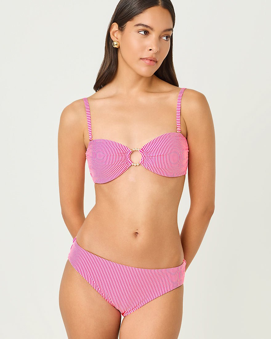 Lilly Pulitzer - Betie Bikini Bottom - Cherry Blossom Pink Seersucker Stripe