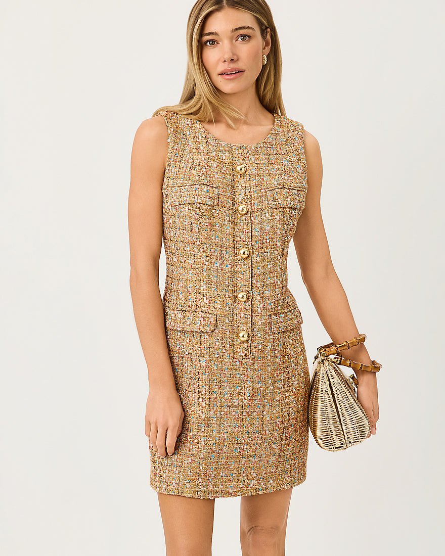Lilly Pulitzer - Bindy Shift Romper - Iced Latte Golden Age Eyelash Boucle