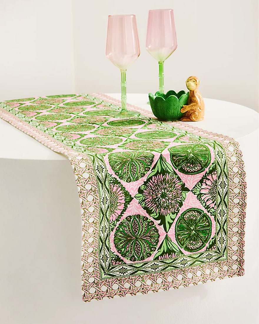 Lilly Pulitzer - Bordered Table Runner - Multi Tropical Tiles
