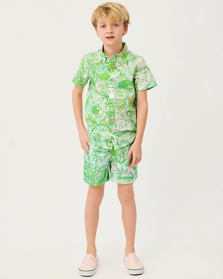 Lilly Pulitzer - Boys Liam Carter Swim Trunk - Resort White Ship To Shore