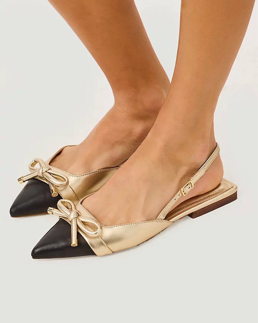 Lilly Pulitzer - Brit Leather Bow Slingback - Gold Metallic X Noir