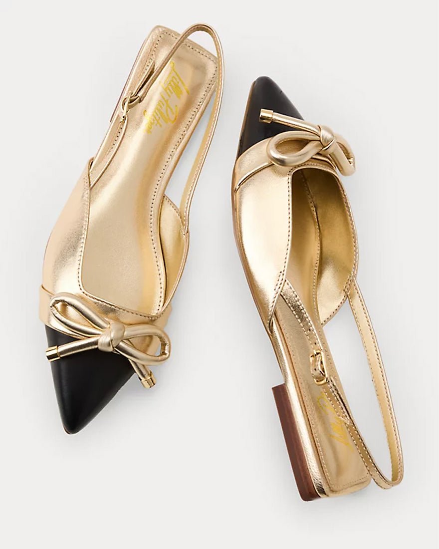 Lilly Pulitzer - Brit Leather Bow Slingback - Gold Metallic X Noir