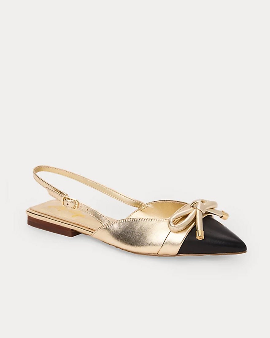 Lilly Pulitzer - Brit Leather Bow Slingback - Gold Metallic X Noir
