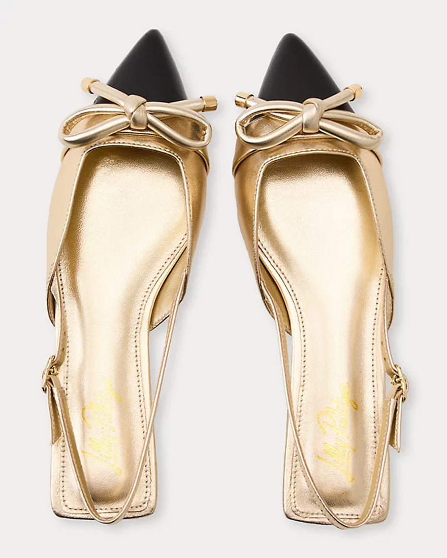 Lilly Pulitzer - Brit Leather Bow Slingback - Gold Metallic X Noir