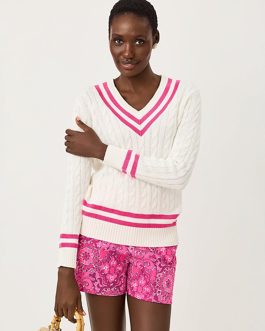 Lilly Pulitzer - Brockton Sweater - Coconut X Pink Aster Tipping