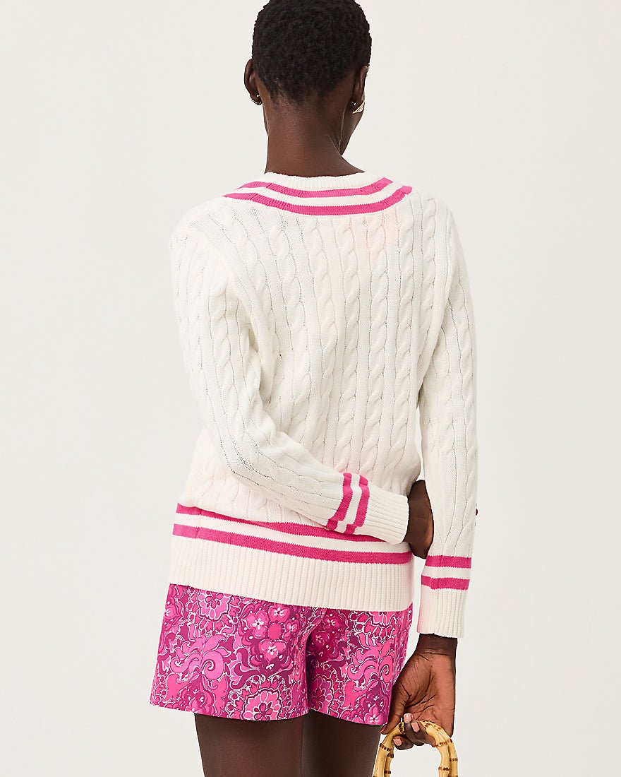 Lilly Pulitzer - Brockton Sweater - Coconut X Pink Aster Tipping