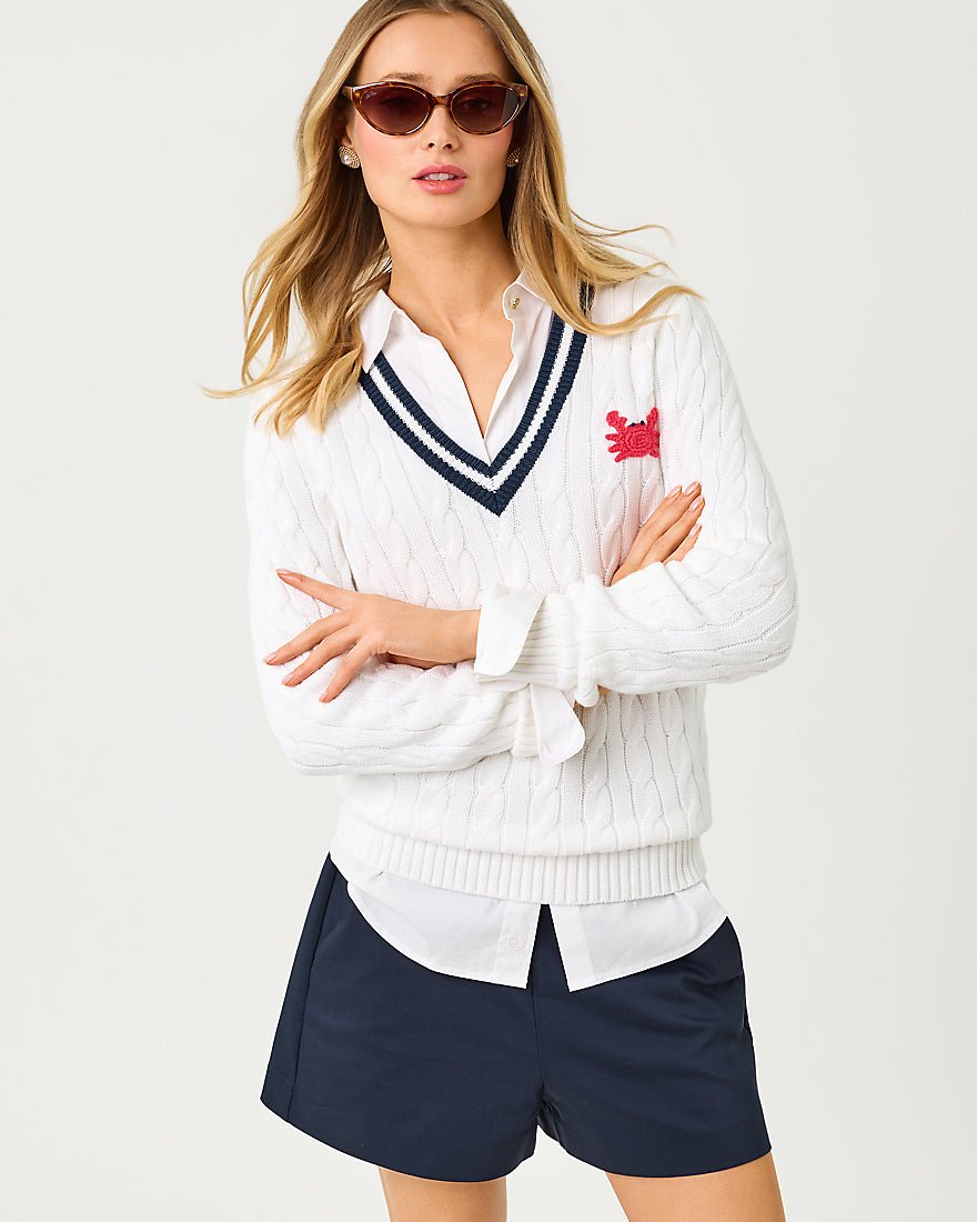 Lilly Pulitzer - Brockton Sweater - Resort White Crab Crochet