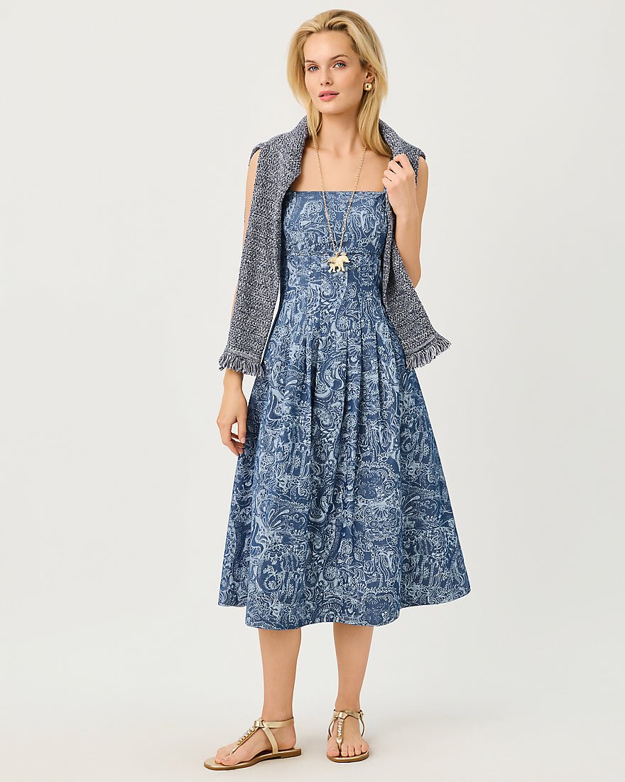 Lilly Pulitzer - Calloway Midi Dress - Indigo All Day Chambray Paisley Parade Pigment