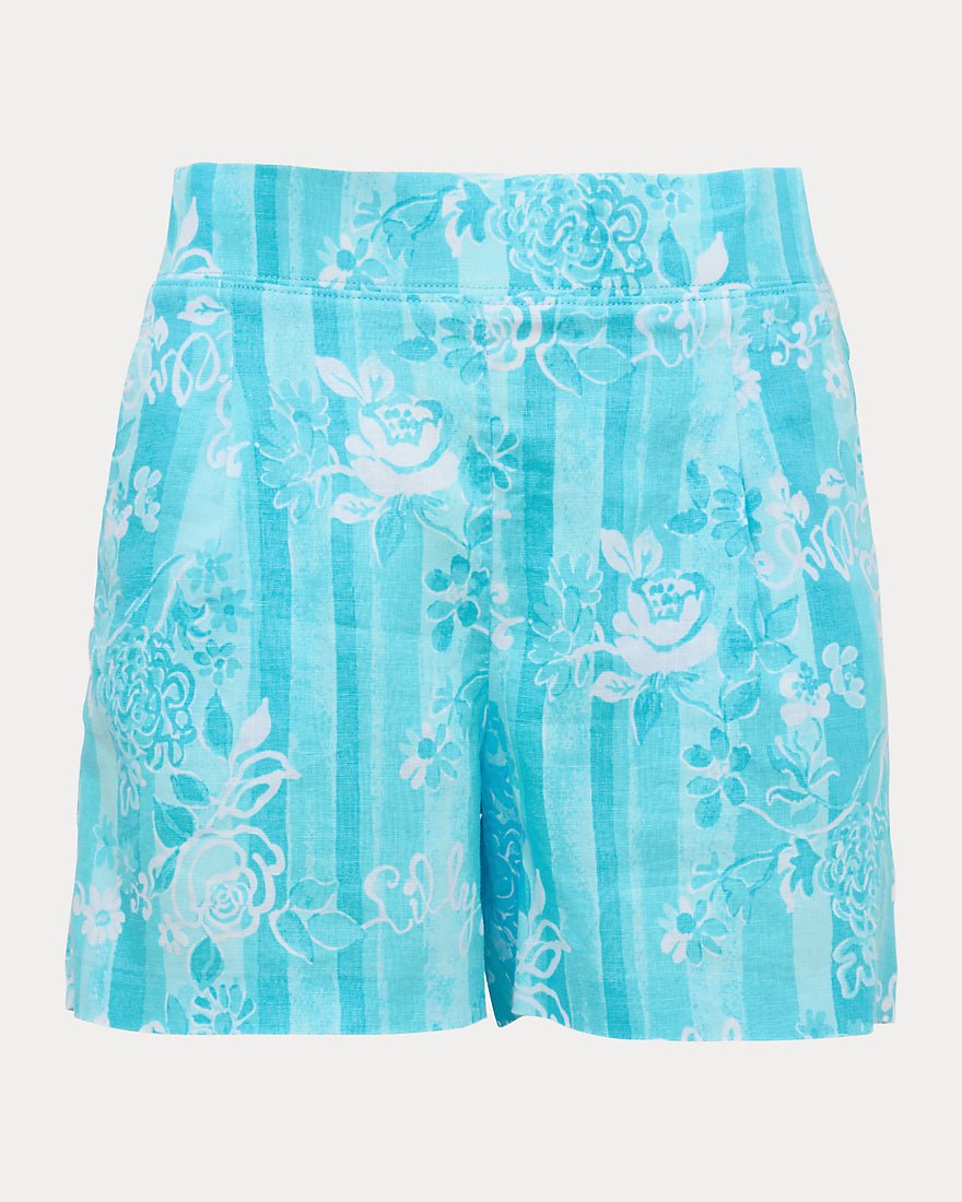 Lilly Pulitzer - Captina Linen Short - Capri Blue Roseys Petals