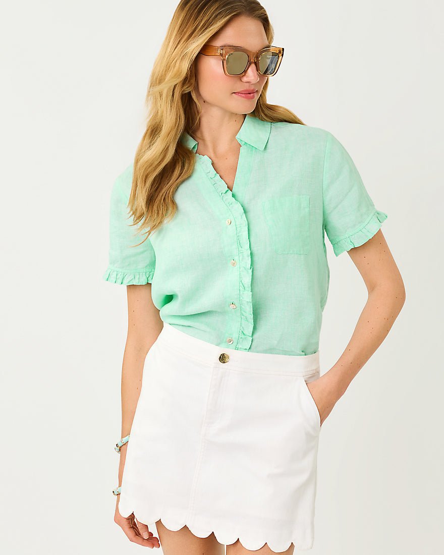 Lilly Pulitzer - Carden Ruffle Top - Mint Condition X Resort White