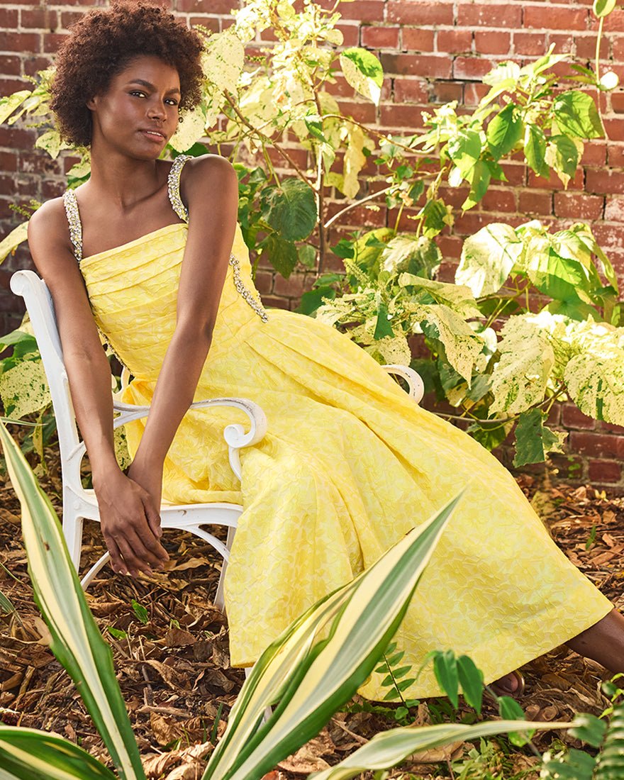 Lilly Pulitzer - Carlina Midi Dress - Estelle Yellow Iridescent Floral Jacquard