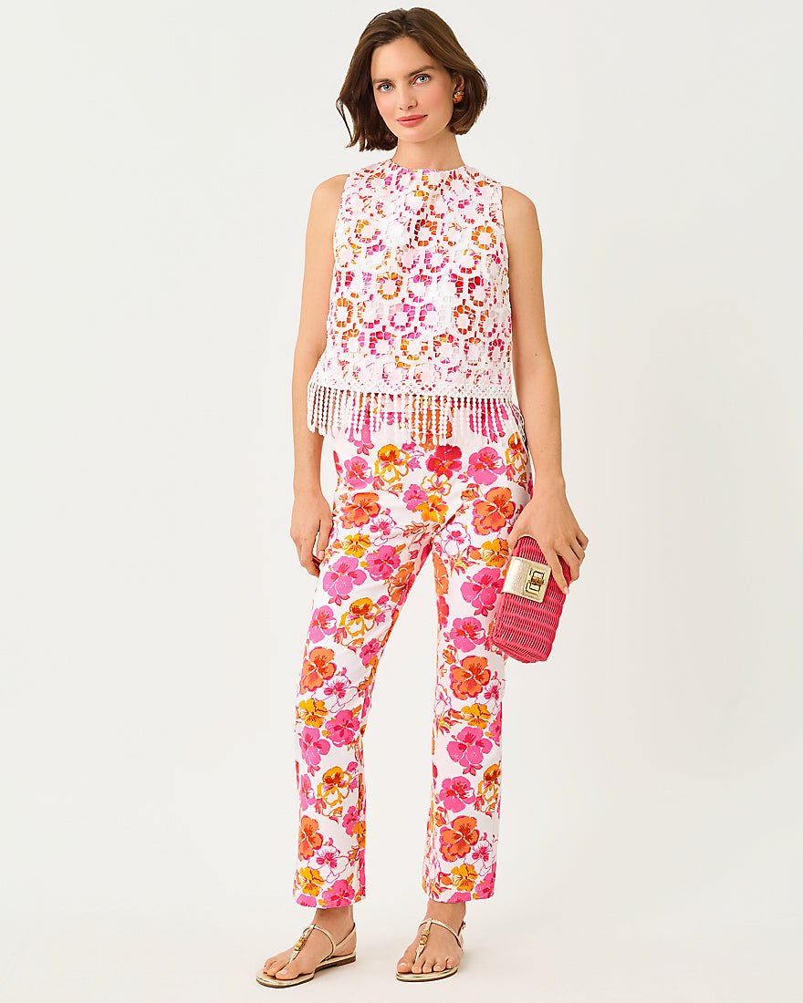 Lilly Pulitzer - Carwyn Crop Flare Pant - Resort White Pansy Fansy