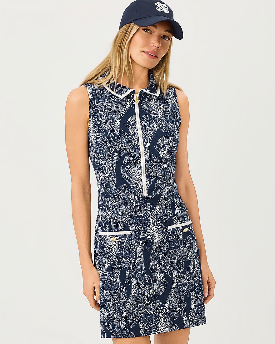 Lilly Pulitzer - Catarina Dress Upf 50 Plus - Low Tide Navy Lil Palm Prowl
