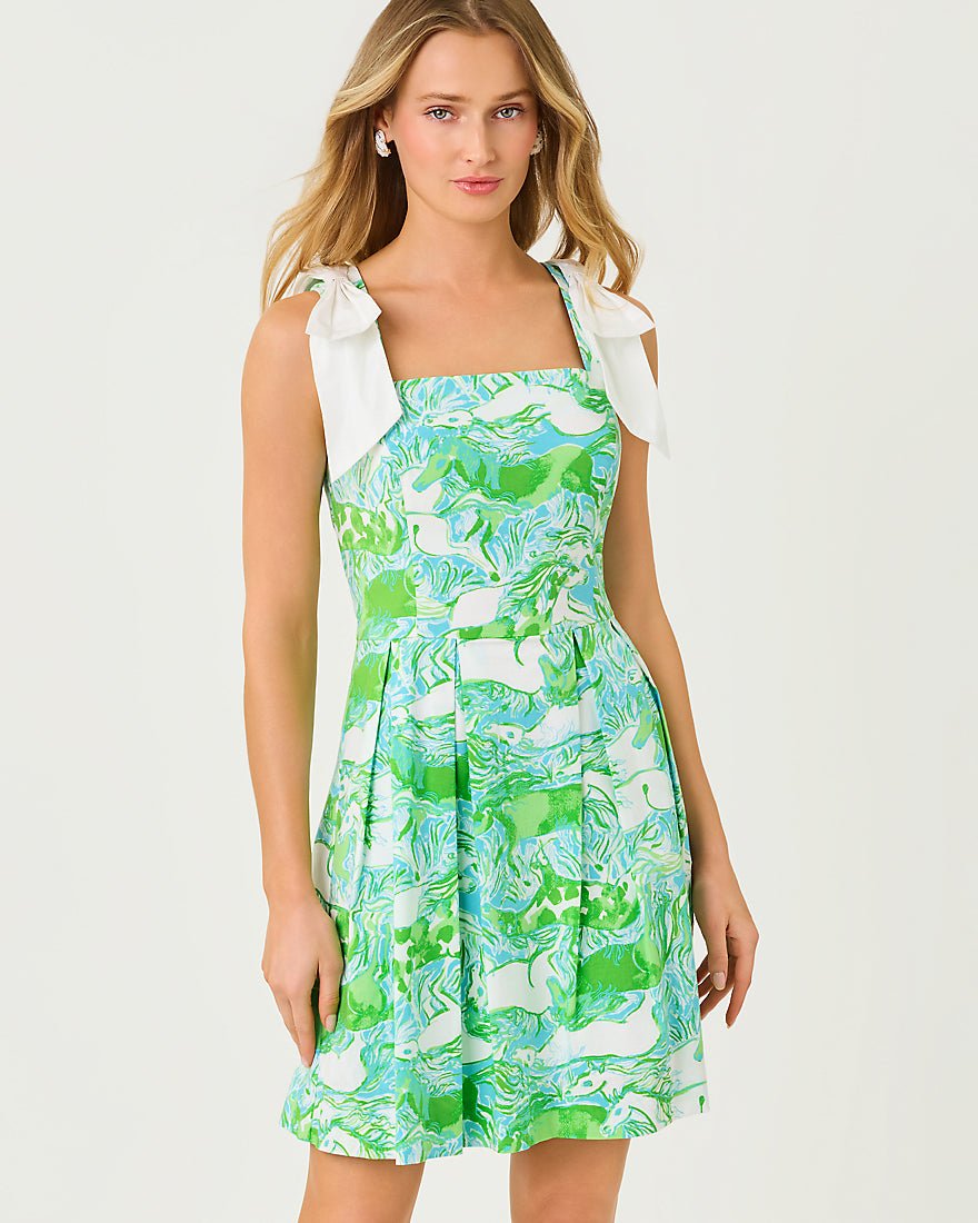 Lilly Pulitzer - Cerese Skirted Romper - Capri Blue Galloping Gals