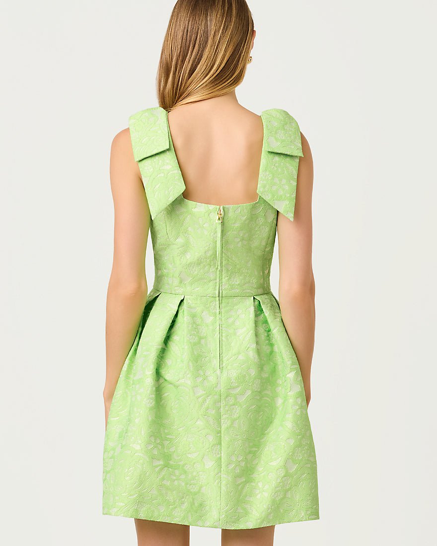 Lilly Pulitzer - Cerese Skirted Romper - Pistachio Macaron Floral Cutwork Metallic Stripe