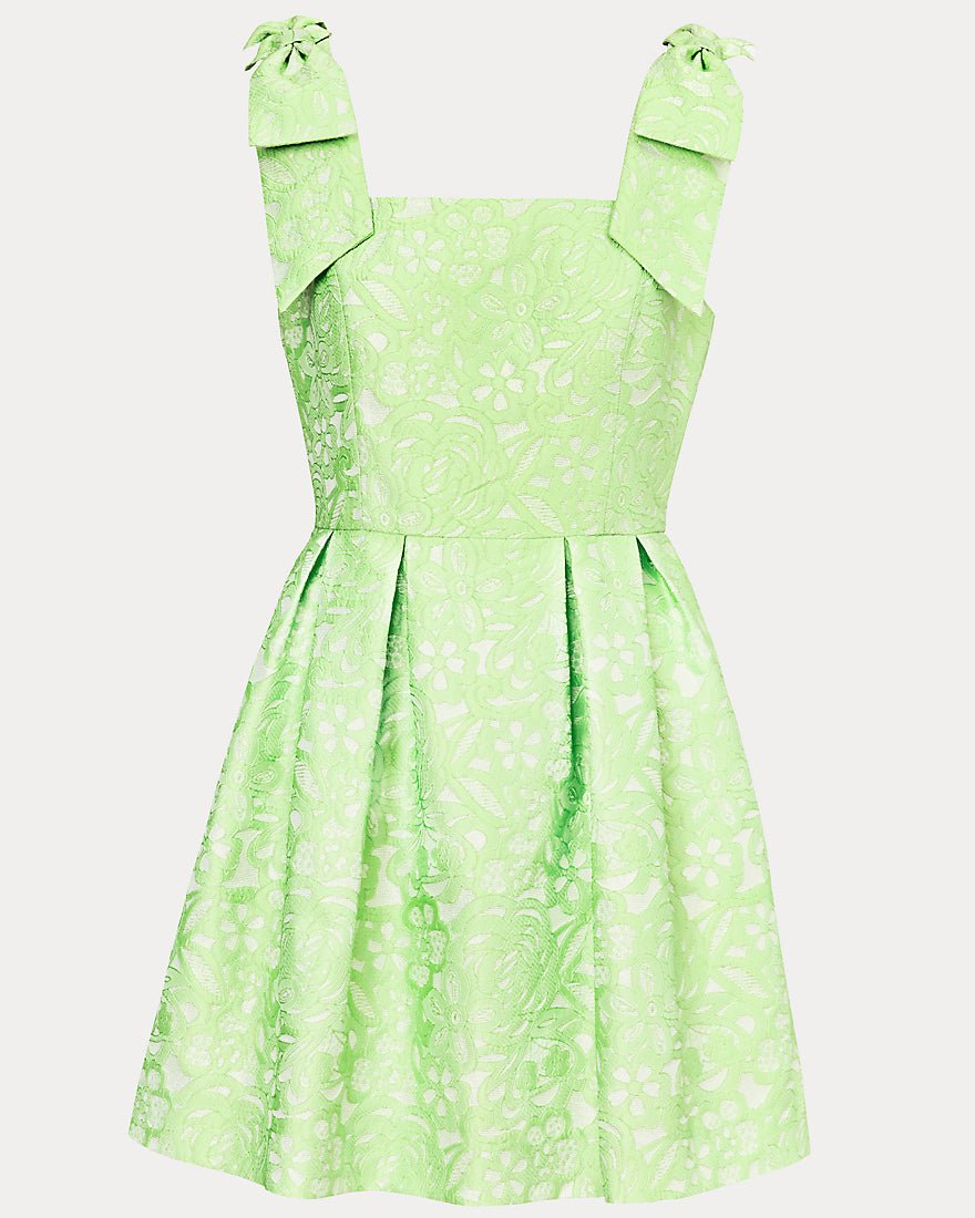 Lilly Pulitzer - Cerese Skirted Romper - Pistachio Macaron Floral Cutwork Metallic Stripe