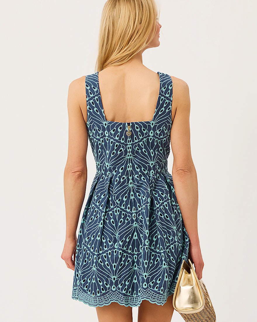 Lilly Pulitzer - Cindy Skirted Romper - Starlight Navy X Capri Blue Queen Scallop Eyelet