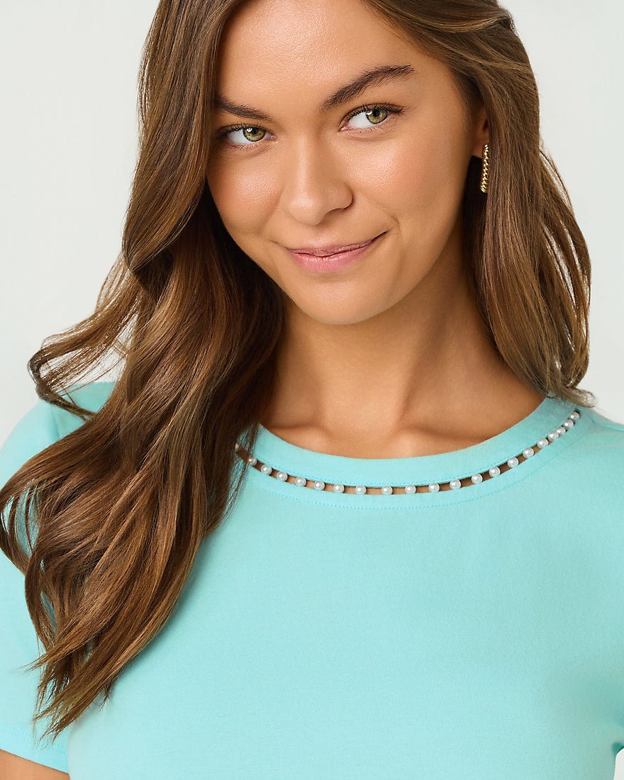 Lilly Pulitzer - Clairmont Pearl Knit Top - Day Dream Blue