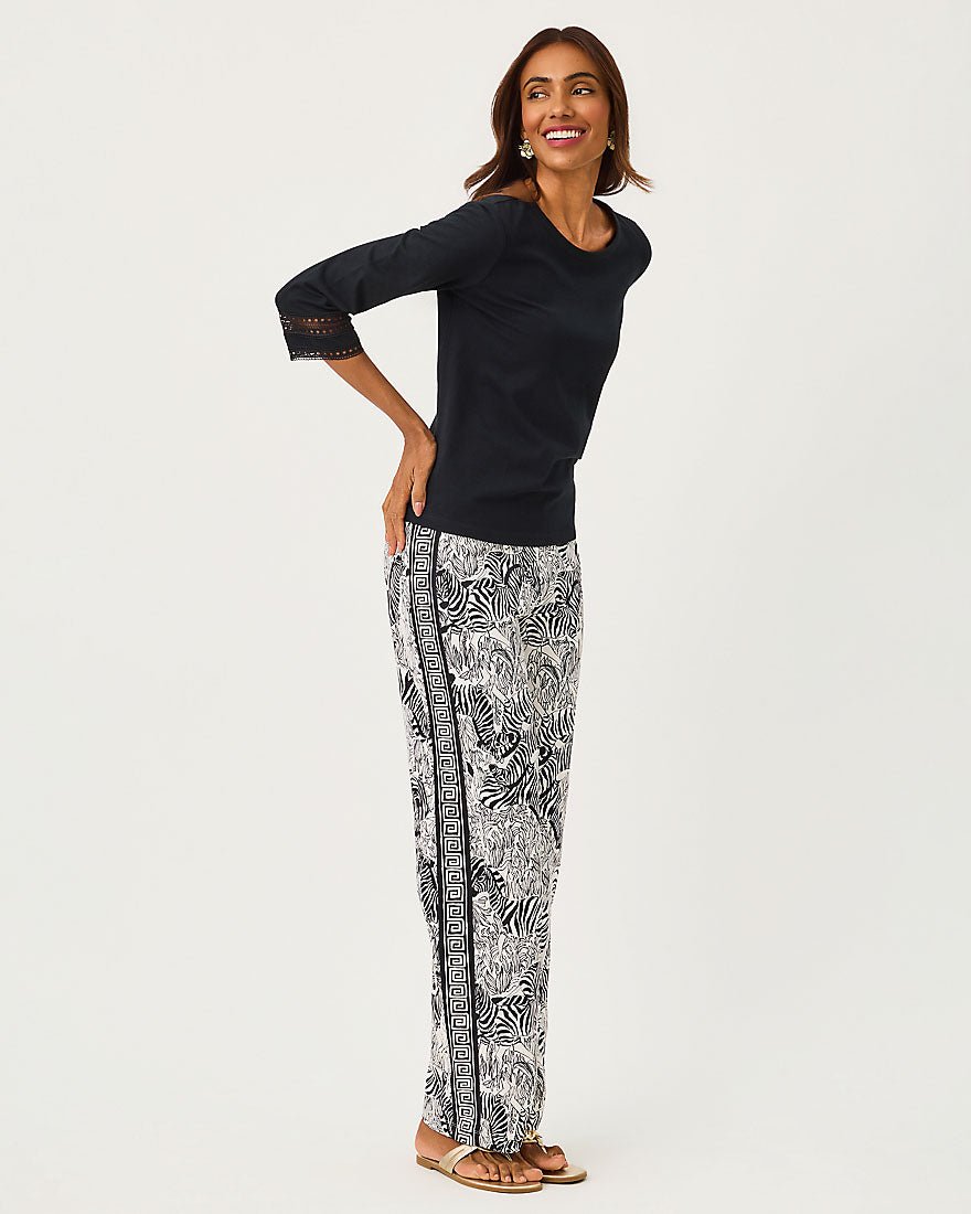 Lilly Pulitzer - Clairmont Three Quarter Sleeved Trimmed Knit Top - Noir